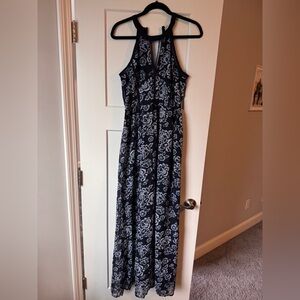Altar'd State Navy and White Floral Maxi Dress